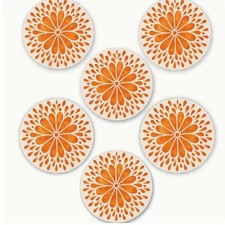 Orange Floral Coasters Set of