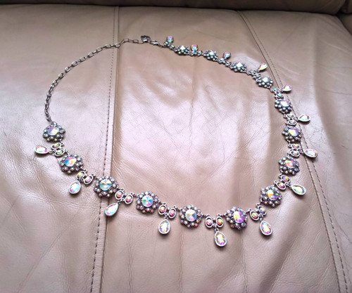 Silver tone aurora borealis - silver,