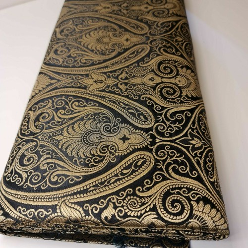 Brocade paisley gold - brocade, metallic