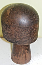 Vintage wooden milinery wood hat block hat makers stand in two parts marked 21