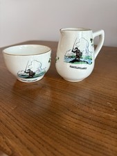 Carrigaline Pottery Fly Fisherman Pattern CASTLEBLANEY Creamer Sugar Bowl Set
