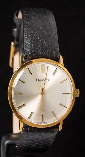 Sandoz silver dial gold - silver, gold-plated