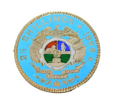 19th Century South African Sterling Silver 2 Shilling Coin Brooch Antique 1896