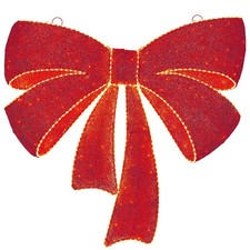Large Red Christmas Bow Decoration Indoor Or Outdoor With Red And White Lights