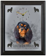 Cavalier king charles black & tan gift christmas xmas clock wall or freestanding