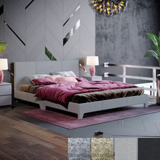 Fabric Bed Frame 4ft6 Double 5ft King Size Bed Optional Memory Foam