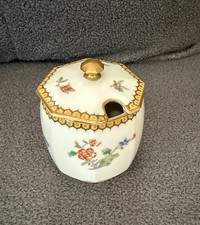 Rare Theodore Haviland Limoges Eden Pattern Honey Jam Pot Bird Floral Gilt Edge