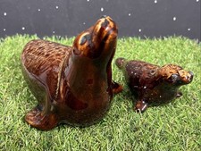 Pair Of Vintage Brown Glazed