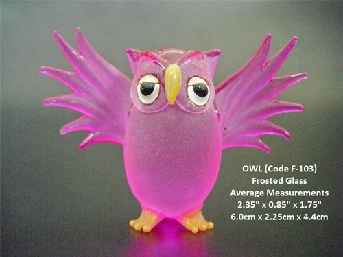 Pink glass owl frosted - pink,