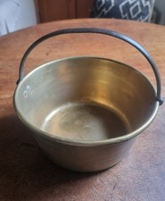 Vintage Antique Brass Jam Pan Pot Fixed Iron Handle 29 X 14 cm