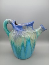 Antique Art Nouveau  Belgium Pottery  Jug Pitcher, Drip Glaze,Wasmuel Majolica.