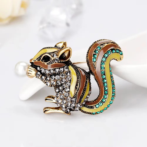 Vintage gold squirrel brooch - vintage,
