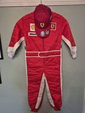 Offical Ferrari F1  Race Suit Coveralls Kids 7-8 Plus Sebastian Vettel Cap