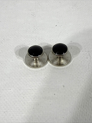 Black cabochon silver tone - black,