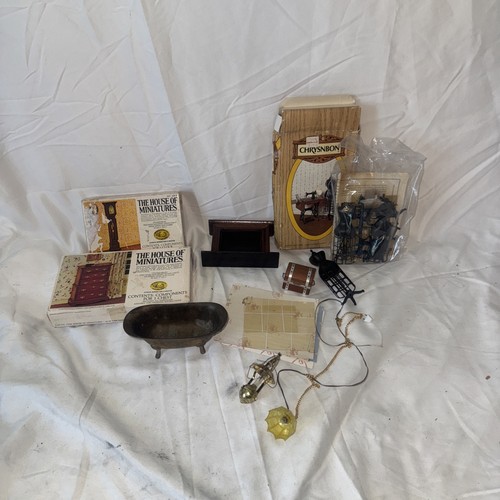 Wooden dolls house - dolls, furniture