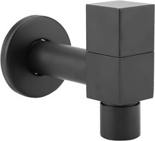Modern Black Brass Square Water Tap Cold Water Faucet Laundry Bathroom