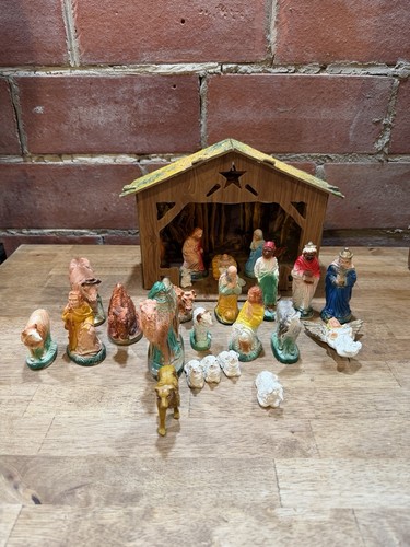 Vintage chalkware nativity - vintage,