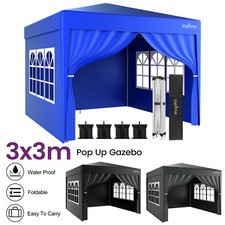 3mx3m Pop Up Gazebo Heavy Duty Marquee Beach Party Tent Canopy with 4x Sandbags