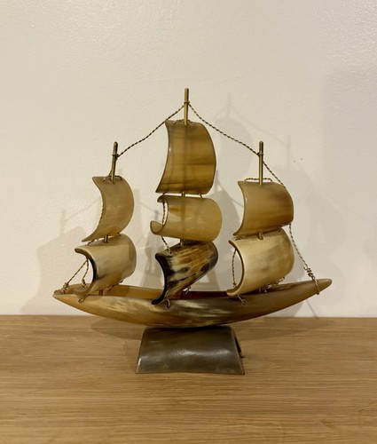 Vintage bull horn sailing ship - vintage,