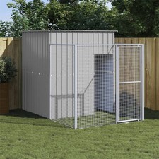 Dog House with Run Light Grey