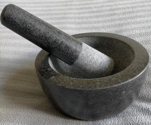 Granite mortar and pestle set - and,