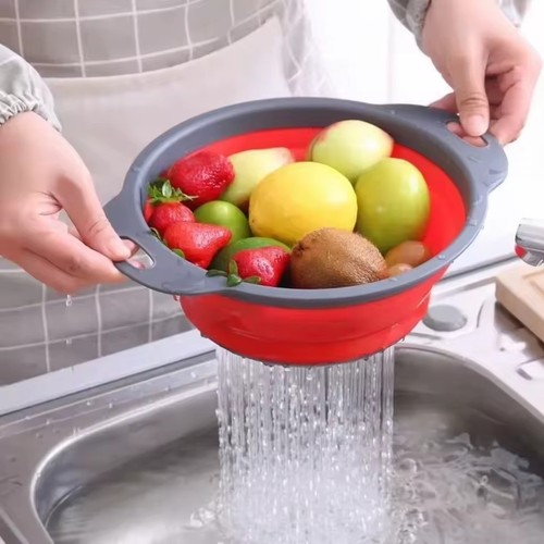 Collapsible silicone colander - collapsible,
