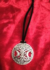 Triple Moon with pentacle necklace, pagan, wiccan, occult, witchcraft, magick