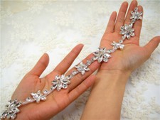 Rhinestone Bridal Dress Chain Diamante Costume Trim Beaded Motif Wedding Edging