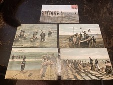 5 x Antique French Coloured Postcards of Seaside Scenes from the early 1900’s