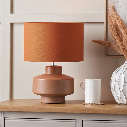 Brown ceramic table lamp - ceramic,