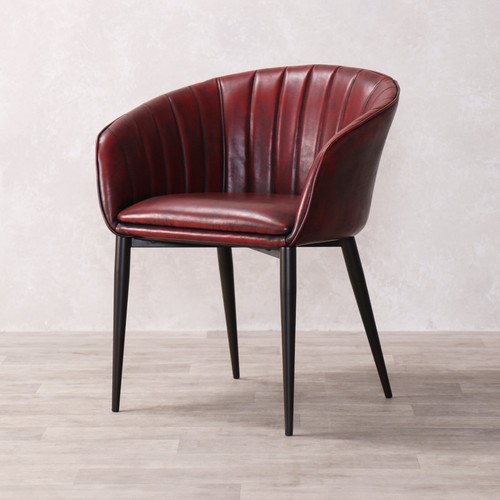 Red faux leather chair - leather,