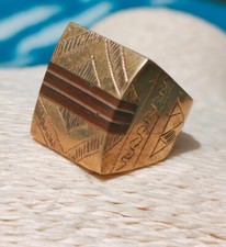 VINTAGE RING, Mens Solid Brass ring Ethnic Tribal Gypsy Costume Jewellery SIZE T