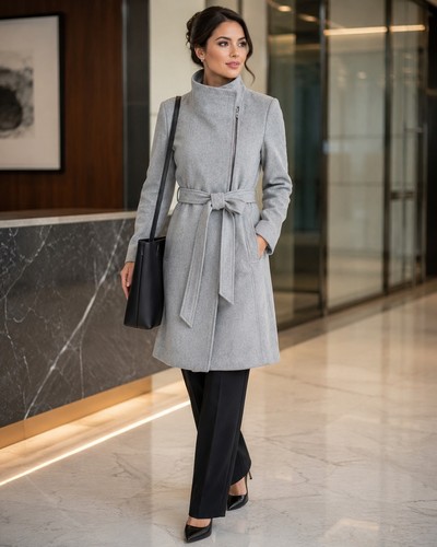 Dkny wool blend wrap coat - wool,