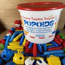 Vintage Tomy POPOIDS Bendy Animals In Original Tub 1980’s Toy - Full Large Tub
