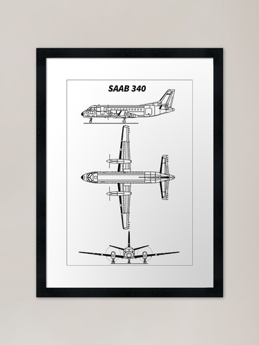 Saab 340 three view framed - 340,