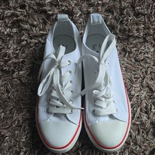 Ladies Primark White Flat Plimsoles Size 6