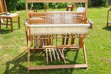 Vintage Dryad 4 shaft floor standing weaving loom with accessories