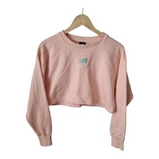 New Balance light pink embroidered cropped sweater Sz medium Uk 10/12