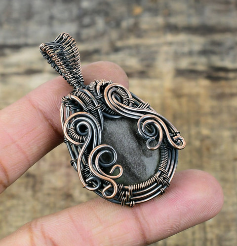 Silver sheen obsidian gemstone - silver,