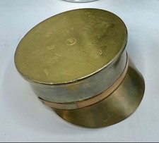 WW1 1917 Trench Art Royal Army Veterinary Corps Officers Cap German Shell Casing