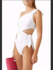 Ted Baker White One Shoulder Side Tie Swimming Costume Swimsuit Size 1 UK8 BNWT