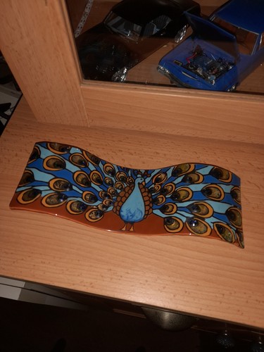 Peacock design fused glass - fused,