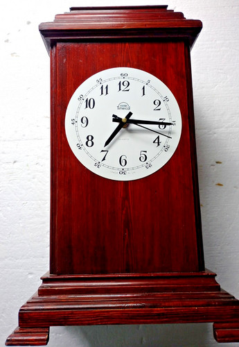 Tall wooden mantle - mantle, clock