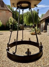 Vintage French Gothic Style Suspended Iron 5 Point Ceiling Light Chandelier