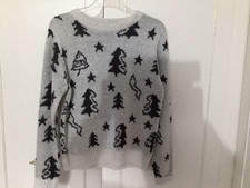 Boohoo Women’s Grey Christmas Reindeer Jumper Size M