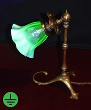 Vintage 1890s W.A.S Benson Arts & Crafts lamp original Powell Vaseline shade