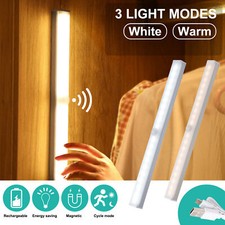 10LED Motion Sensor Light Wireless Cabinet Closet Lamp Strip USB Rechargeable UK