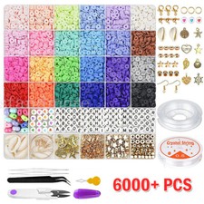 6000PCS/Set Clay Beads for Bracelet Making Kit Clay Flat Polymer Beads Jewellery