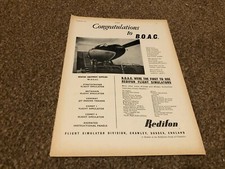 AC75 ADVERT 11X8 REDIFON FLIGHT SIMULATOR DIVISON CONGRATULATE B.O.A.C.