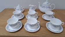 Wedgewood Angela Tea Service: Teapot, Sugar Bowl, Milk jug, 6 Cups with saucers